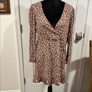 SO Pink and Green Floral Tie-Waist Top